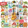 Compra directa transfronteriza de 50 lindos stickers de dibujos animados con animales, instrumentos musicales, comida, plantas, materiales decorativos creativos para journaling