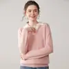 Suéter de Cachemira de Color Bloqueado con Solapa Estilo Perezoso Color Sólido para Mujer, Suéter Base de Punto, Top Pulóver Adelgazante