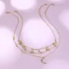 Collar Personalizado Popular Europeo y Americano de Múltiples Capas con Combinación de Estrella de Cinco Puntas y Luna Completamente Incrustado de Diamantes Joyería Creativa de Moda Estilo Bohemio
