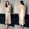 Bata de Noche de Verano de Satén y Gasa Fina para Mujer Wenhua Vestido con Tirantes de Seda y Escote Caído Ropa de Casa Sencilla 2878