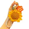 Día del Maestro Hilo Crochet Hecho a Mano Girasol Llavero Colgante para Bolsa Bendición Pequeño Regalo para Maestros