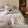 Clase A Estilo Minimalista Moderno Lujo Ligero Todo Algodón Sensación de Aire Algodón Puro Funda Nórdica Sábana Ropa de Cama Juego de Cuatro Piezas Jacquard de Alta Gama Ropa de Cama