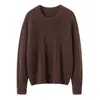 Nuevo Tejido de Punto de Seda y Cachemira con Cuello Redondo de Manga Larga para Mujer, Trenzado Hueco de Color Liso, Prenda Base Otoño/Invierno 2026