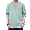 Camiseta Masculina Manga Longa Gola Redonda Marca da Moda Primavera e Outono Casual Versátil Falsa Peça Dupla Estilo Coreano Solta Moderna Cor Sólida Camiseta Básica