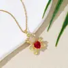 Collar de Oso de Gama Alta que No se Desvanece para Mujer, Acero Titanio Chapado en Oro Cobre con Circonita Micropavimentada, Cadena para Clavícula de Estilo Fresco, Lindo y Dulce