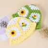 Gorro de pescador Mori de estilo coreano con flores de ganchillo amarillas, de lana, transpirable, tejido a mano, para otoño e invierno, con contraste de colores.