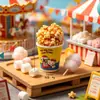Balde de Pipoca Miniatura Comida Simulada Brinquedo Decoração de Miniatura Resina Modelo Acessório para Chaveiro DIY