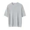 Alta Qualidade! [100% Caxemira] Primavera/Verão Macio Respirável Gola Redonda Simples Cor Sólida Manga Curta Camiseta