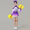 Novos Trajes de Cheerleading Azuis, Uniformes de Cheerleading, Trajes de Performance para Aeróbica Feminina, Conjunto de Trajes de Performance para Competição