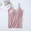Colete com almofada de peito feminina modal Copa de uma peça sling interior e exterior vestir roupa interior primavera feminina e verão camisa inferior top
