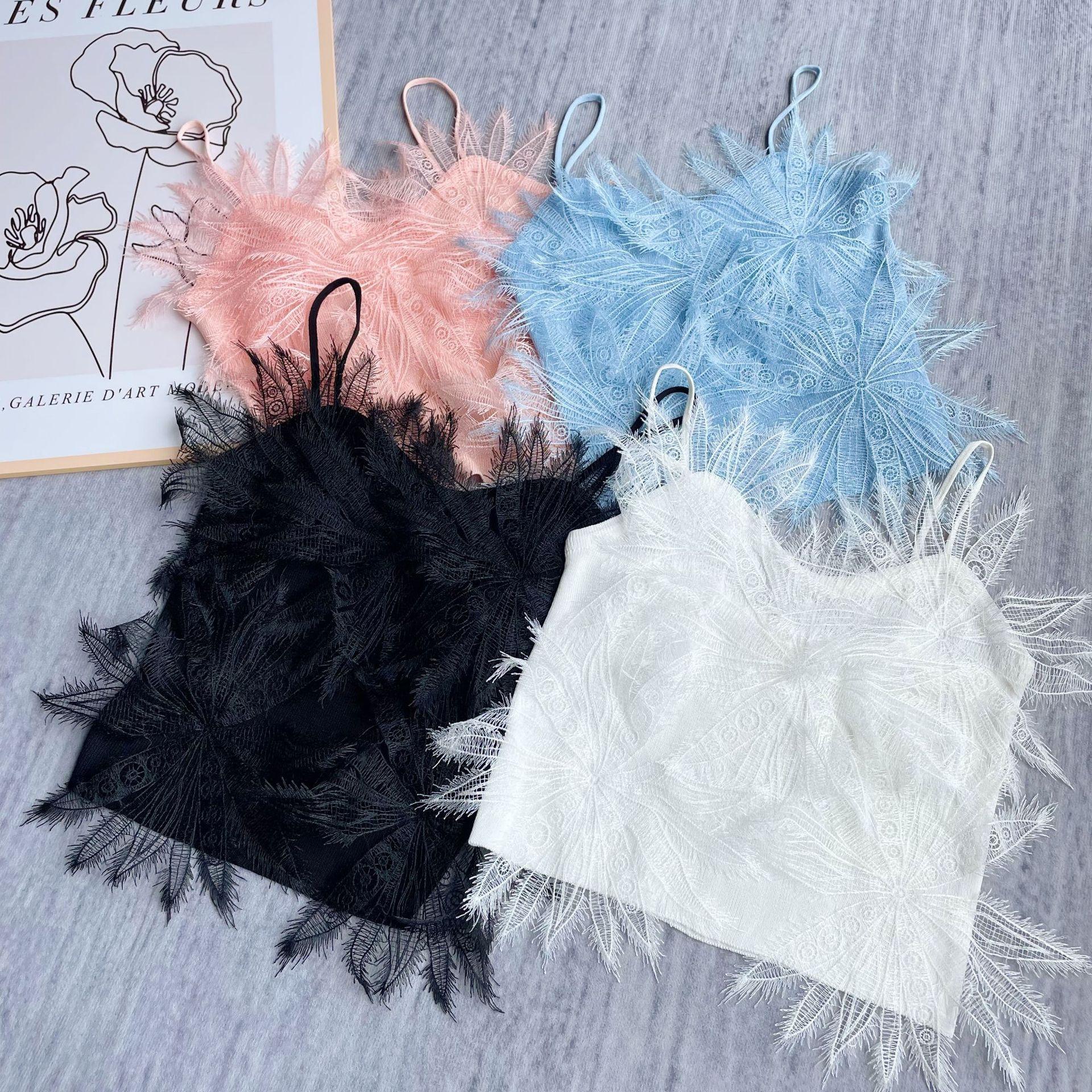 Z-3-30-1  蕾丝羽毛吊带背心 (1)