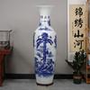 Jarrón de cerámica Jingdezhen con diseño de montaña y río, azul y flor, para decoración de sala de estar, inauguración de hotel, etc.