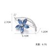 Broche de flor de cristal azul coreano nuevo, accesorio de moda, cárdigan, traje, vestido, alfiler fijo antiluz