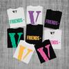 Camiseta deportiva informal de manga corta con estampado en V grande de VLONE, marca de moda transfronteriza europea y americana de 2024, para hombres y mujeres.
