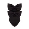 Traje de baño Europeo y Americano Nuevo Estilo Lazo Grande Hueco Traje de Baño Negro Sesión de Fotos de Celebridad de Internet Traje de Baño de una Pieza de Alta Calidad para Mujer