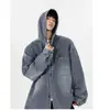 Chaqueta retro americana de primavera y otoño para hombre, abrigo vaquero casual con capucha, chaqueta holgada de manga larga estilo coreano para parejas