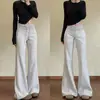 Calça casual estilo americano slim-fit forrada com fleece para o outono, com caimento elegante, adequada para o trabalho, yoga e esportes, com perna levemente flare.