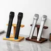 Soporte de Exhibición para Micrófono Soporte para Micrófono KTV Estante de Almacenamiento de Escritorio para el Hogar Base de Madera de Bambú Soporte Vertical