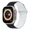 Adecuado para Correa de Apple Watch Applewatch Silicona Texturizada de Cuero Correa con Bucle Magnético Línea de Coche Generación S1-10 Ultra