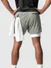 Pantalones Cortos de Doble Capa para Fitness y Deportes, Pantalones Cortos de Baloncesto de Cinco Puntos para Hombre, Deportivos Elásticos de Nailon de Secado Rápido para Entrenamiento de Running para Hombre