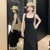 Vestido Sexy de Verão com Alças Duplas e Decote Quadrado, Costas Abertas e Franzidos na Cintura para Afinar a Silhueta, Versátil para Mulheres
