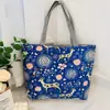 Bolso de Lona Nuevo Estampado, Gran Capacidad, Bolso Tote Estilo Coreano, Bolso de Tela Floral Artística para Estudiantes, Bolso de Hombro para Mujer