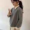 Suéter Pulóver de Moda Japonesa y Coreana Estilo Casual Holgado para Mujer, Nuevo Modelo Otoño e Invierno para Figuras Petite, Tejido de Punto con Cuello Polo y Mangas Raglán