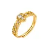 Anel Aberto de Abóbora em Renda Exquisita Estilo Retrô Liga de Cobre Microincrustado com Zircônia Múltiplas Cores Disponíveis Anel de Dedo Ajustável Versátil