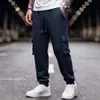 Comércio Exterior Transfronteiriço Novo Estilo Europeu e Americano Esportivo Casual Modelagem Solta Cor Sólida Multicor Jacquard Cordão Barra Afunilada Calça Cargo Masculina