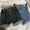 Shorts de Mezclilla para Niños y Niñas, Botón Único, Dobladillo Enrollado, Talla 26, Nuevo Estilo de Verano, Ropa Infantil de Comercio Exterior, Venta al por Mayor, Edades 3-8