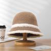 Chapéu de Pescador Novo Estilo para Mulheres com Grande Circunferência da Cabeça, Chapéu de Outono e Inverno com Toque de Luxo, Chapéu de Balde Tricotado, Estilo Coreano, Faz o Rosto Parecer Menor, Modelo Feminino