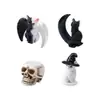 Figuras de Gato Gemelo Blanco y Negro para Halloween de Nuevo Producto Transfronterizo Lindas Miniaturas Micro Paisaje Accesorios de Decoración DIY Adornos de Escritorio