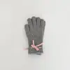 Guantes Coreanos para Niños Qiunan Invierno Lazo Guantes para Niñas Calientes para Pantalla Táctil Cinco Dedos Guantes para Bebé