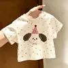 2026 Verano Nuevo Estilo Dibujos Animados de Moda Niña Infantil Adorable Perro Estampado Camiseta de Manga Corta Top