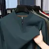 Camiseta de Manga Larga para Hombre con Cuello Alto y Media Cremallera 2025 Nueva Sudadera Ligera de Primavera y Otoño para Hombres Jóvenes y de Edad Media Venta al por Mayor