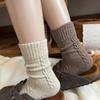 Calcetines de Lana para Mujer, Estilo Otoño e Invierno, Calcetines Cálidos Retorcidos de Media Pantorrilla, Calcetines Holgados Forrados de Felpa y Engrosados, Calcetines de Invierno para Embarazadas, Calcetines para el Hogar