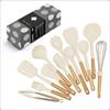 Utensílios de Cozinha Silicone Cabo de Madeira Nórdico Antiaderente Frigideira Espátula Conjunto de 12 Peças Grau Alimentício Resistente a Altas Temperaturas Colher Utensílios de Cozinha