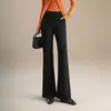 Calças Femininas Micro Flare, Novas Calças Longas Casuais Versáteis da Moda Estilo Coreano para Primavera/Outono, Cintura Alta, Corte Slim, com Efeito Drapeado