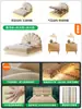 Cama Pétalo Francés Estilo Crema Cama Colgante Dormitorio Principal Cama para Niñas Cama de Princesa Dormitorio de Niñas Cama de Tela Moderna Simple