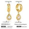 Aretes Originales de Acero de Titanio Jieding, Lujosos y Sofisticados, Clips para Orejas con Colgante de Zircón en Forma de Corazón y Gota de Agua, Aretes de Acero Inoxidable para Ventas Transfronterizas