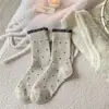 Meias Grossas de Lã de Inverno para Mulheres, Meias de Lã com Bolinhas Coloridas em Bloco, Meias Versáteis Macias de Cano Médio, Meias Trendy Largas