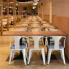 Juego de Mesa y Sillas para Comedor de Cantina, Mesa de Comedor a Prueba de Fuego para Cuatro Personas y Mesa y Sillas para Comedor de Comida Rápida para Restaurantes del Personal Escolar, Suministro Directo de Fábrica
