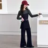 Conjunto de dos piezas de top y falda para niña, nuevo conjunto de otoño estilo coreano 2026, conjunto de tres piezas para niños con un pantalón tipo falda