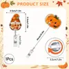 Porta-insignias acrílico con tirador temático de Acción de Gracias de otoño, con diseños de hoja de arce y calabaza de dibujos animados, adecuado para personal médico y para sujetar tarjetas de identificación