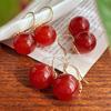 Tacones Altos de Encaje Vintage Tacones Altos de Calcedonia Roja Paloma Vítrea Natural Pendientes Gancho para Oreja Mujer