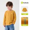 Camisetas versátiles infantiles Dudu para primavera y otoño, tops de manga larga para niñas, camisetas básicas de color liso para niños, ropa elegante de otoño para bebés