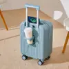 Maleta Pequeña de Mano Estilo Coreano de 18 pulgadas con Ruedas, Elegante Maleta de Viaje Ligera para Mujeres, Maleta con Rueda Universal Silenciosa y Cerradura de Contraseña para Hombres