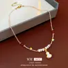 Collar con Colgante de Calabaza, Perla de Agua Dulce de Cristal, Nuevo Estilo Chino, Cadena Versátil para Clavícula, Lujo Ligero, Collar Retro de Gama Alta para Mujer