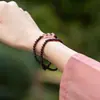 Pulsera de Granate Natural y Cristal de Fresa para Mujer, Regalo para Novia, Joyería, Círculo Único, Pulsera de Múltiples Círculos, Cristal