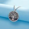 Collar de Moda Estilo Europeo y Americano Transfronterizo Corte Redondo de Marca Árbol Redondo Marcado Colgante de Árbol Grande Acero Inoxidable Collar para Hombre y Mujer